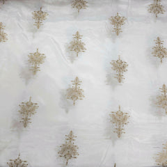 Dyeable Crepe Fabric with Gold Zari and Sequin Floral Butta Work