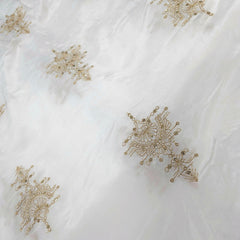 Dyeable Crepe Fabric with Gold Zari and Sequin Floral Butta Work