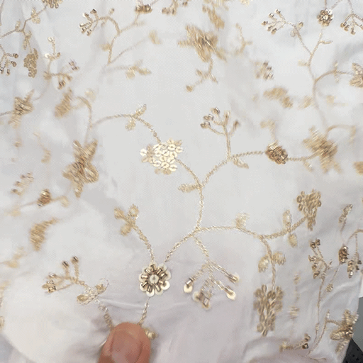 Dyeable Crepe Fabric with Floral Vine Pattern