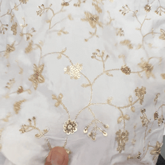 Dyeable Crepe Fabric with Floral Vine Pattern