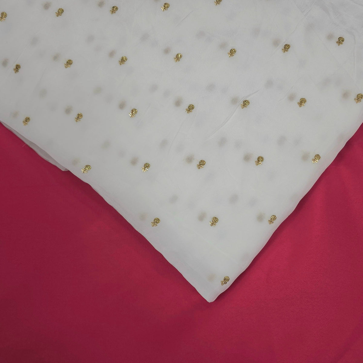 Dyeable Crepe Fabric with Gold Zari & Sequin Butta Motif