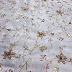 Dyeable Crepe Fabric with Floral Vine Pattern