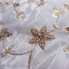 Dyeable Crepe Fabric with Floral Vine Pattern