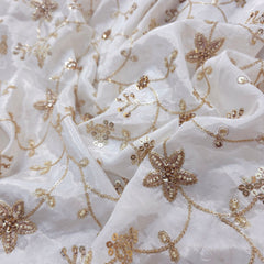 Dyeable Crepe Fabric with Floral Vine Pattern