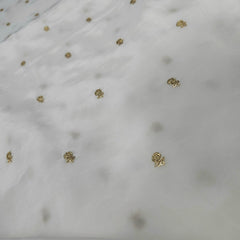 Dyeable Crepe Fabric with Gold Zari & Sequin Butta Motif