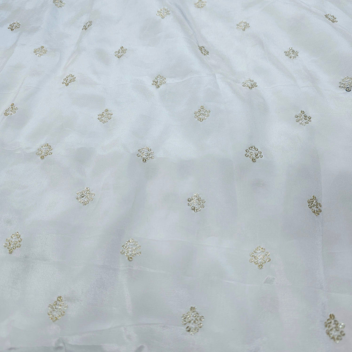 Dyeable Crepe Fabric with Water Gold Sequin Butta work