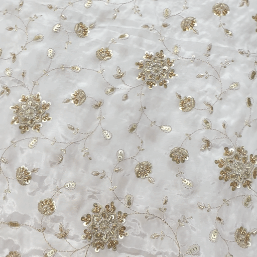 Dyeable Crepe Fabric with all over  Floral Vine Pattern