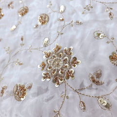 Dyeable Crepe Fabric with all over  Floral Vine Pattern
