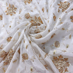 Dyeable Crepe Fabric with all over  Floral Vine Pattern