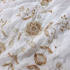 Dyeable Crepe Fabric with all over  Floral Vine Pattern