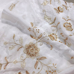 Dyeable Crepe Fabric with all over  Floral Vine Pattern