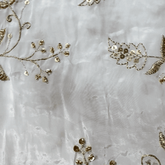 Dyeable Crepe Fabric with all over  Floral Vine Pattern
