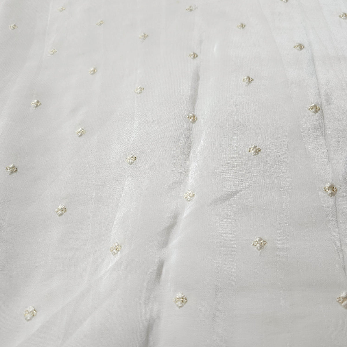 Dyeable Crepe Fabric with Light Gold Sequin Butta work