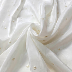 Dyeable Crepe Fabric with Light Gold Sequin Butta work