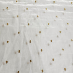 Dyeable Crepe Fabric with Gold Sequin Floral work