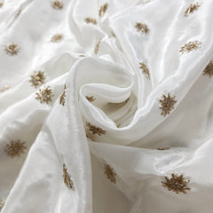 Dyeable Crepe Fabric with Water Gold Zari work