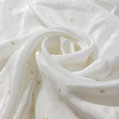 Dyeable Crepe Fabric with Gold Sequin Floral work