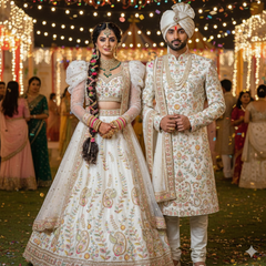 DYEABLE Crepe Fabric with Multicolor Paisley Cutdana, Sequin work with Border