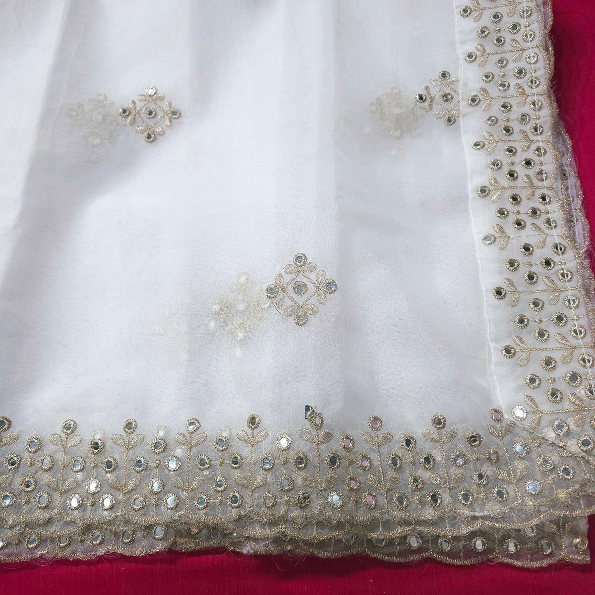 Dyeable Organza Dupatta with Mirror work