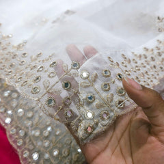 Dyeable Organza Dupatta with Mirror work