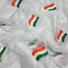 Tricolor Embroidered Chiffon Dupatta