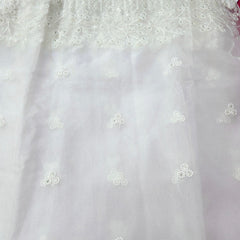 Dyeable Organza Dupatta with Butta & Floral White Resham Thread work on Border