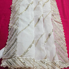 Dyeable Organza Dupatta with Diagonal Lines