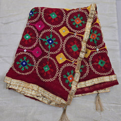 Maroon Phulkari Dupatta