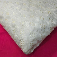 Embroidered Dyeable Raw Silk with Resham work & sequin highlights