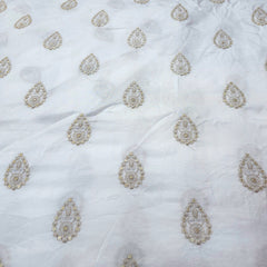 Embroidered Dyeable Raw Silk with all over Drop Shape Butta work & sequin Highlights