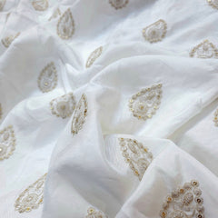 Embroidered Dyeable Raw Silk with all over Drop Shape Butta work & sequin Highlights