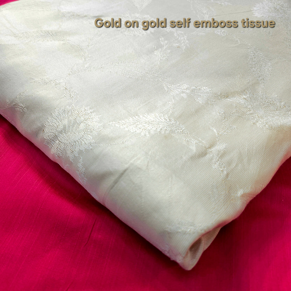 Dyeable shimmer Tissue Fabric with Gold Floral Pattern