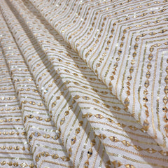Embroidered Dyeable Raw Silk with Zig-Zag sequin & Zari Work