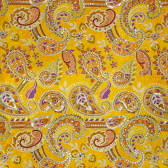 Mehraab Yellow Crepe with Embroidered Multicolor Paisely Motifs