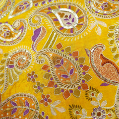 Mehraab Yellow Crepe with Embroidered Multicolor Paisely Motifs