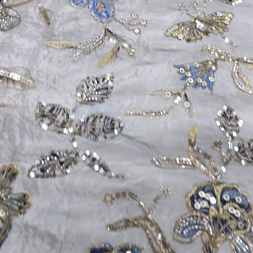 Mehraab Ice Blue Color on Crepe with Embroidered Multicolor Floral & Butterfly Motifs