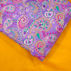 Mehraab Light Lilac Crepe with Embroidered Multicolor Paisely Motifs