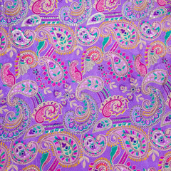 Mehraab Light Lilac Crepe with Embroidered Multicolor Paisely Motifs