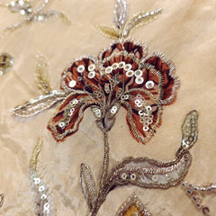 Mehraab Beige Color on Crepe with Embroidered Multicolor Floral & Butterfly Motifs