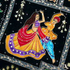 Navratri Dandiya Special Crepe Print with Embroidered Sequins - Black
