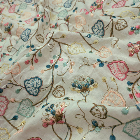 Noorban Off - White Base Cotton with Multicolor Floral Veil Pattern