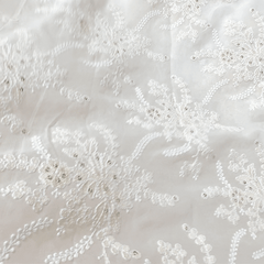 Embroidered Off-White Dyeable Georgette with Floral Threadwork & Sequin Highlights