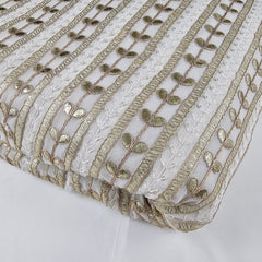 Kaneri Georgette Gota Patti Fabric on White Base