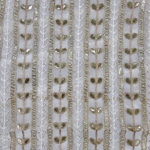 Kaneri Georgette Gota Patti Fabric on White Base