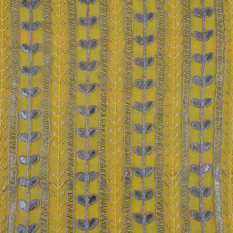 Kaneri Georgette Gota Patti Fabric on Yellow Base