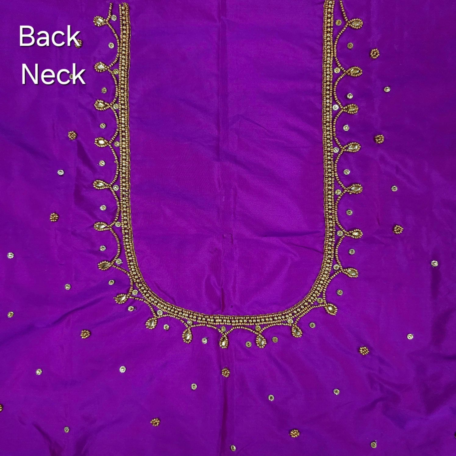 Ember Gold Zari Handwork Blouse Fabric on Vibrant Purple Base