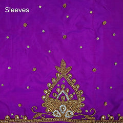 Ember Gold Zari Handwork Blouse Fabric on Vibrant Purple Base