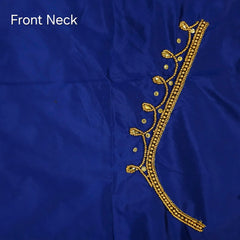 Ember Gold Zari Handwork Blouse Fabric on Navy Blue Base