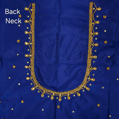 Ember Gold Zari Handwork Blouse Fabric on Navy Blue Base