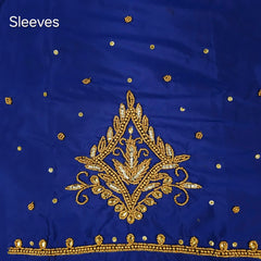 Ember Gold Zari Handwork Blouse Fabric on Navy Blue Base